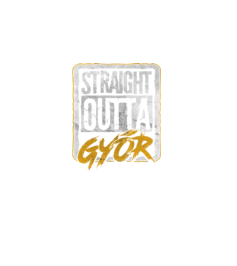Straight Outta Győr minta fekete pólón