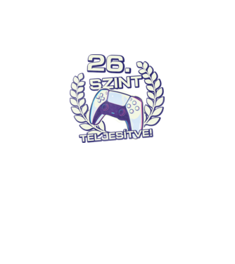26. szint teljesítve PS5 v2 minta fekete pólón