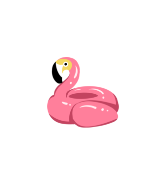 Flamingó úszógumi minta fehér pólón