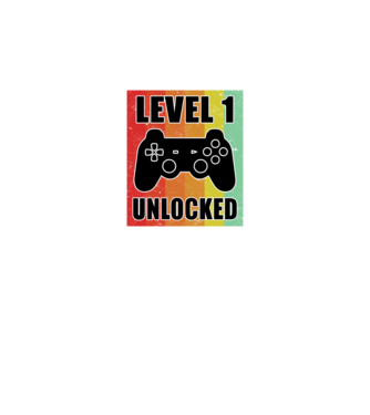 level 1 unlocked retro gamer minta fekete pólón