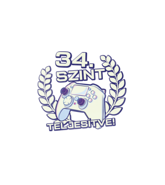 34. szint teljesítve minta fehér pólón