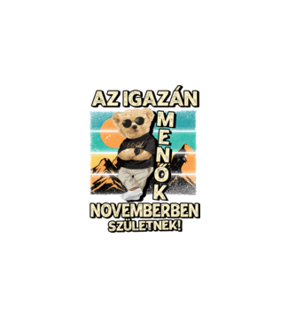 Retro Menő Mackó szülinapos NOVEMBER minta fekete pólón