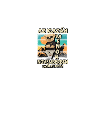 Retro Menő Mackó szülinapos NOVEMBER minta fekete pólón