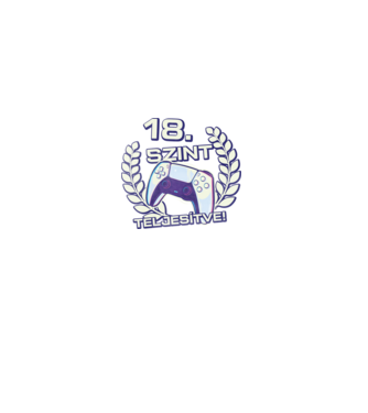 18. szint teljesítve PS5 v2 minta fekete pólón