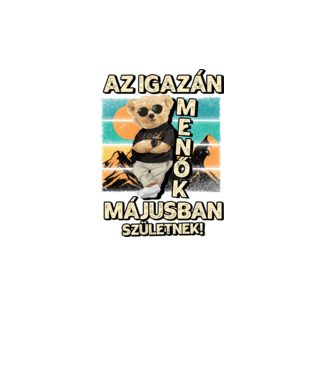 Retro Menő Mackó szülinapos MÁJUS minta fekete pólón