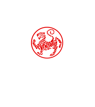 shotokan-tiger-in-circle-1color minta fekete pólón