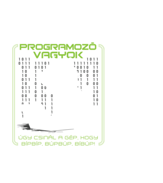 Programozó cica minta fehér pólón