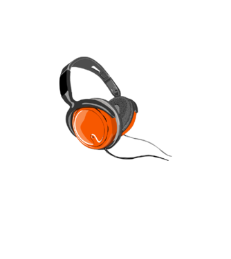 headphone minta szürke pólón