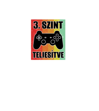 3 szint teljesítve retro gamer minta fekete pólón