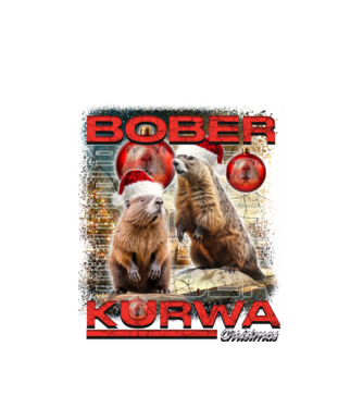 Bóber Kurwa xmas minta fehér pólón
