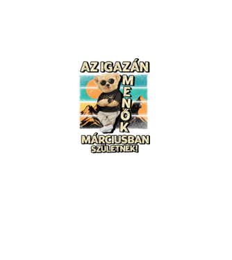 Retro Menő Mackó szülinapos MÁRCIUS minta fekete pólón