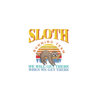 sloth running team retro minta fekete pólón
