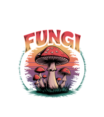 Fungi retro minta fehér pólón
