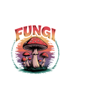 Fungi retro minta fekete pólón