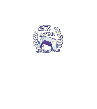 27. szint teljesítve PS5 v2 minta fekete pólón