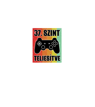 37 szint teljesítve retro gamer minta fekete pólón