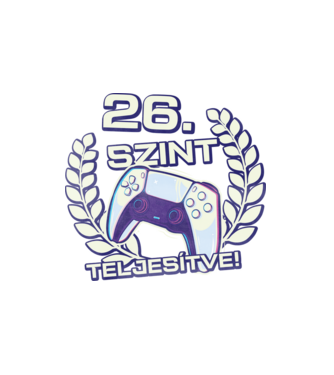 26. szint teljesítve PS5 v2 minta fehér pólón