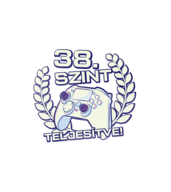 38. szint teljesítve minta fehér pólón
