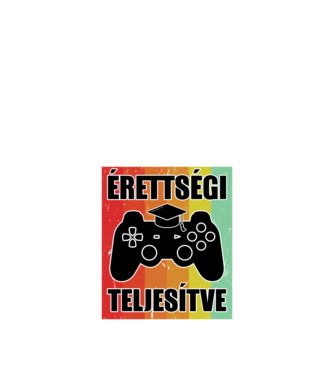 Érettségi teljesítve retro gamer minta fekete pólón