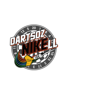 DartsozNIKELL retro minta fekete pólón