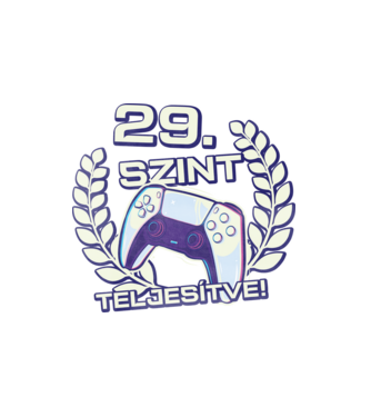29. szint teljesítve PS5 v2 minta fehér pólón