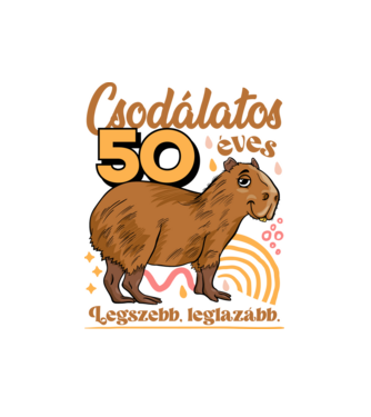 Capybara 50 éves minta fehér pólón