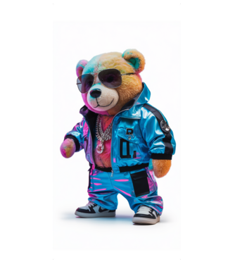 Menő Teddy Maci minta fekete pólón