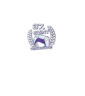 37. szint teljesítve PS5 v2 minta fekete pólón