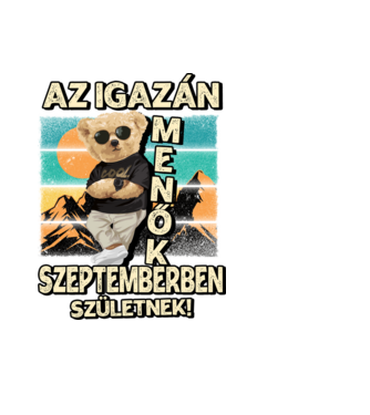 Retro Menő Mackó szülinapos SZEPTEMBER minta fekete pólón