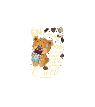 Reggelire csokit maci minta fehér pólón