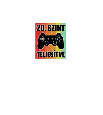 20 szint teljesítve retro gamer minta türkiz pólón