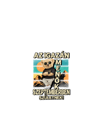 Retro Menő Mackó szülinapos SZEPTEMBER minta fekete pólón