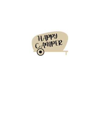 Happy camper text  minta fekete pólón