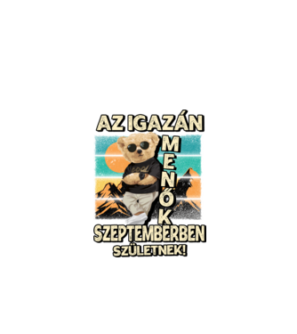 Retro Menő Mackó szülinapos SZEPTEMBER minta fekete pólón