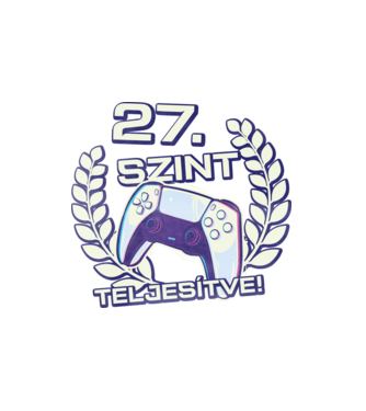 27. szint teljesítve PS5 v2 minta fehér pólón