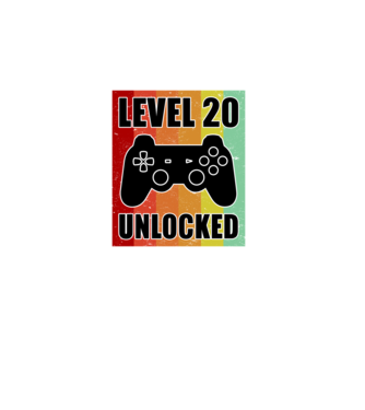 level 20 unlocked retro gamer minta fehér pólón