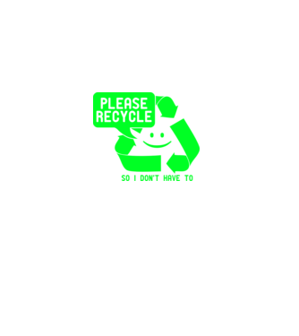 Please recycle minta fekete pólón