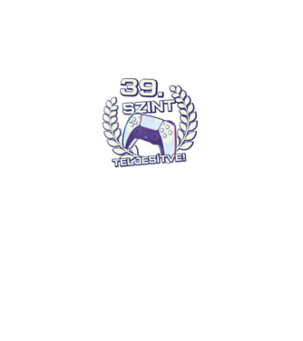 39. szint teljesítve PS5 v2 minta fekete pólón