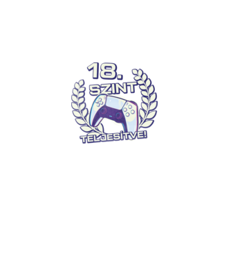 18. szint teljesítve PS5 v2 minta fekete pólón