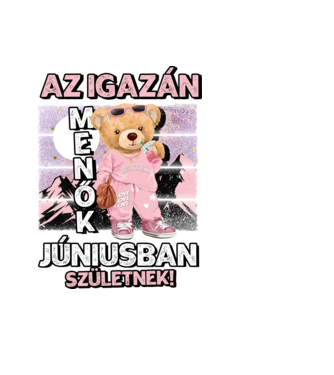 Menő maci csajos JÚNIUS minta fekete pólón