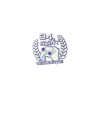34. szint teljesítve minta fekete pólón