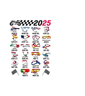 MOTOGP 25 CALENDAR fehér alapra minta fehér pólón