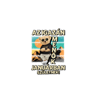 Retro Menő Mackó szülinapos JANUÁR minta fekete pólón