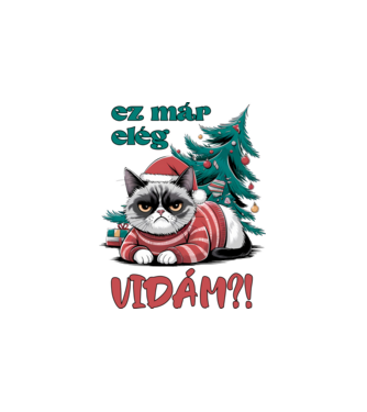 Ez már elég vidám? Macskarácsony minta fehér pólón