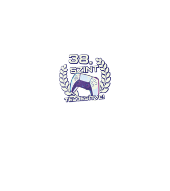 38. szint teljesítve PS5 v2 minta fekete pólón