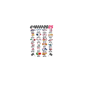 MOTOGP 25 CALENDAR fehér alapra minta fehér pólón