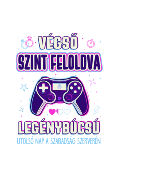 Végső szint teljesítve legénybúcsú VŐLEGÉNY minta fekete pólón
