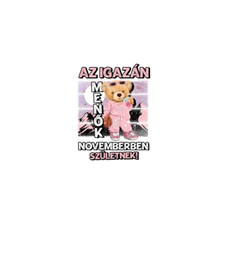 Menő maci csajos NOVEMBER minta fekete pólón