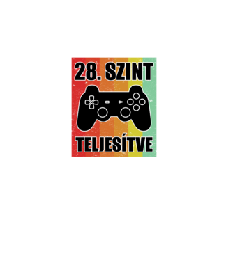 28 szint teljesítve retro gamer minta almazöld pólón