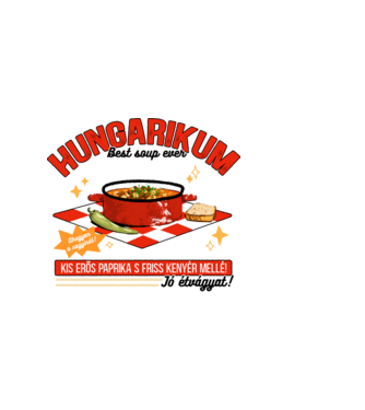 Gulyás leves Hungarikum minta sötétkék pólón